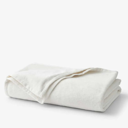 Cotton/Acrylic Fleece Blanket - White, Twin/Twin XL