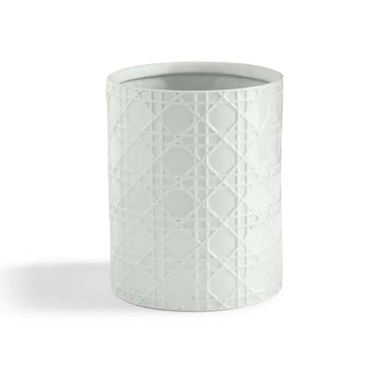 Porcelain Lattice Waste Basket - White