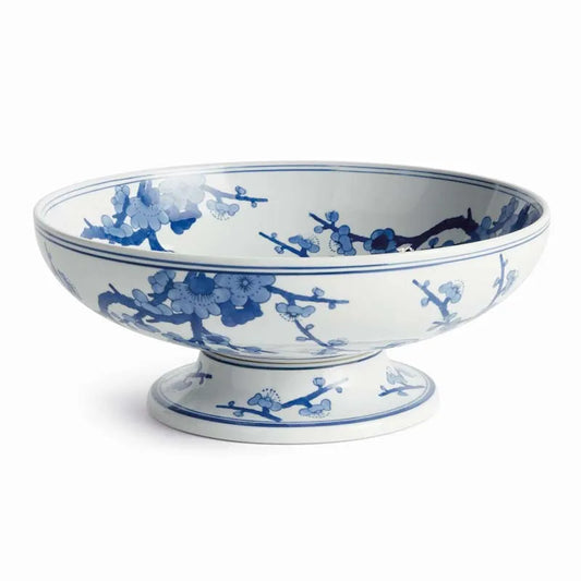 Handpainted Chinoiserie Footed Decor Bowl - Blue