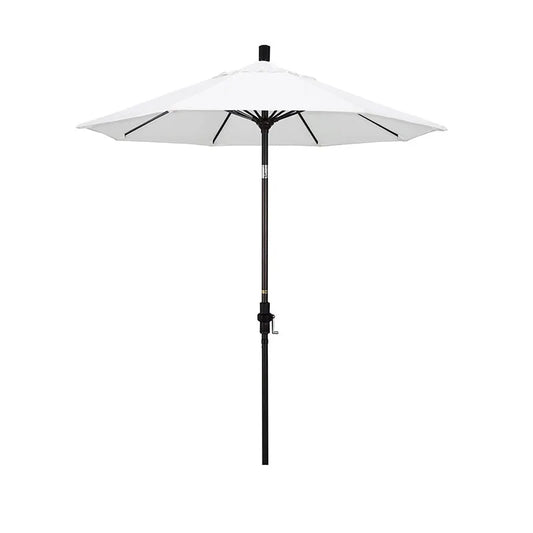 Round Outdoor Patio Umbrella, Fiberglass with Twist Tilt - Bronze Finish, Natural, 7.5'