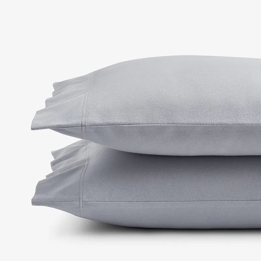 Luxe Ultra-Cozy Cotton Velvet Flannel Pillowcase Set Platinum, Standard