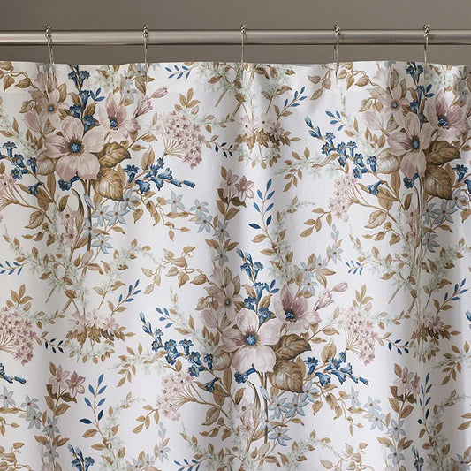 Blooming Floret Garment Washed Cotton Percale Shower Curtain - Blush