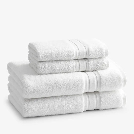 Turkish Cotton 4-Piece Bath & Hand Towel Set - White
